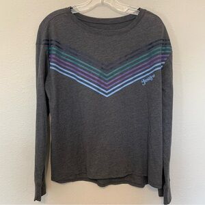 Justice Girls Gray Logo Print Long Sleeve Top Size 16/18 Plus Cotton blend Basic